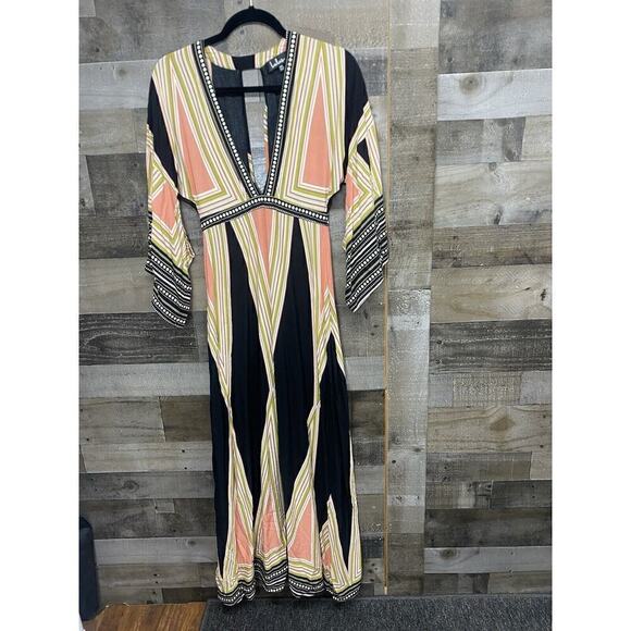 Lulus Montecito Black Print Maxi Dress Women's Size Medium 100% Rayon XS - Picture 2 of 9